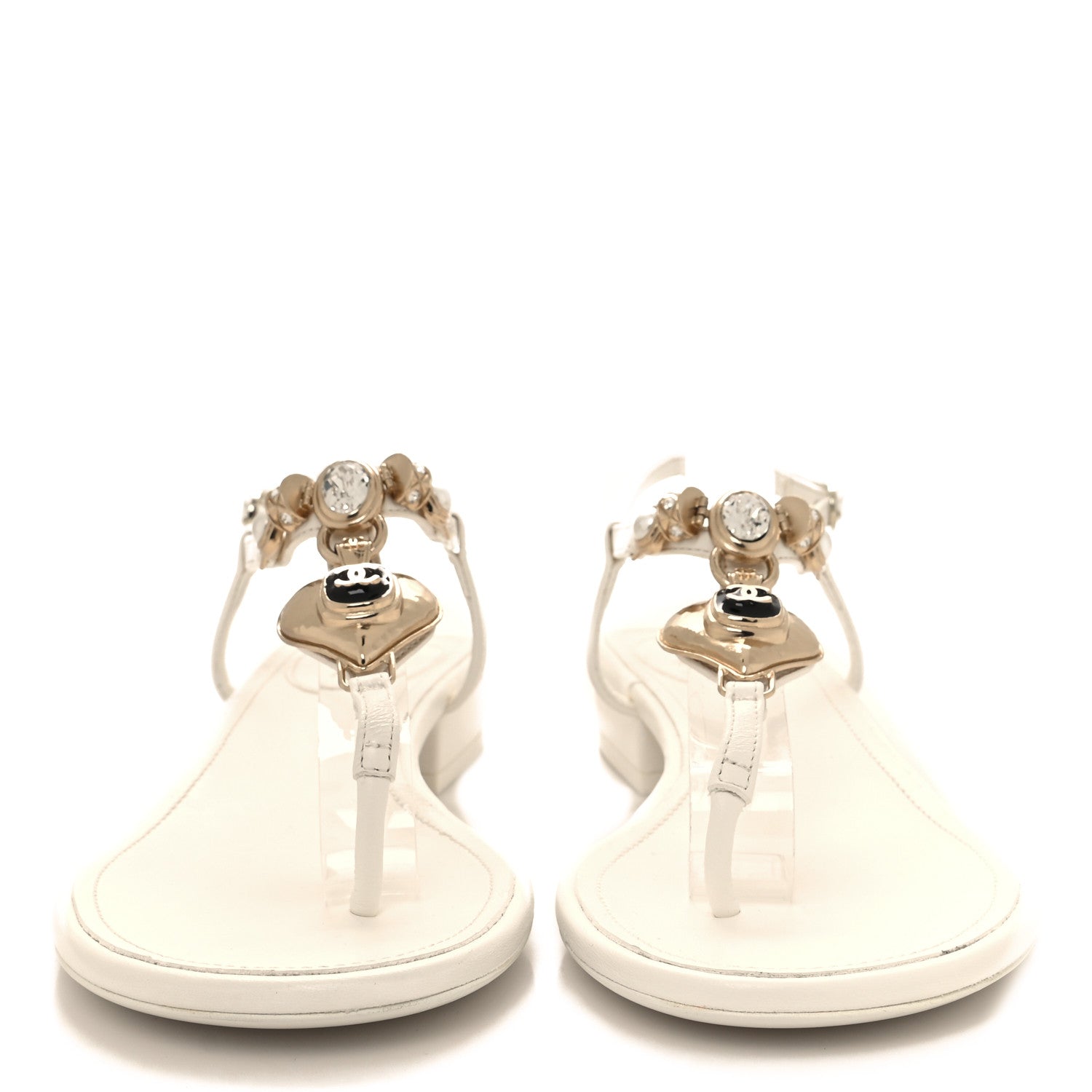 Chanel Lambskin Metal Heart Thong Sandals 38.5 White 2 of 7