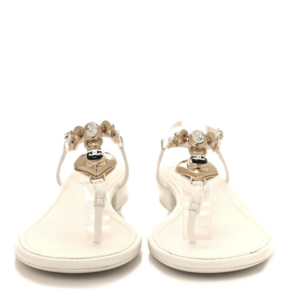 Chanel Lambskin Metal Heart Thong Sandals 38.5 White 2 of 7