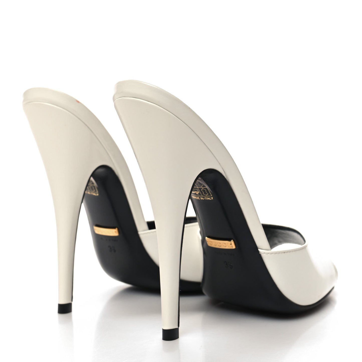 Polished Calfskin Scarlet High Heel Slide Sandals 39 Great White