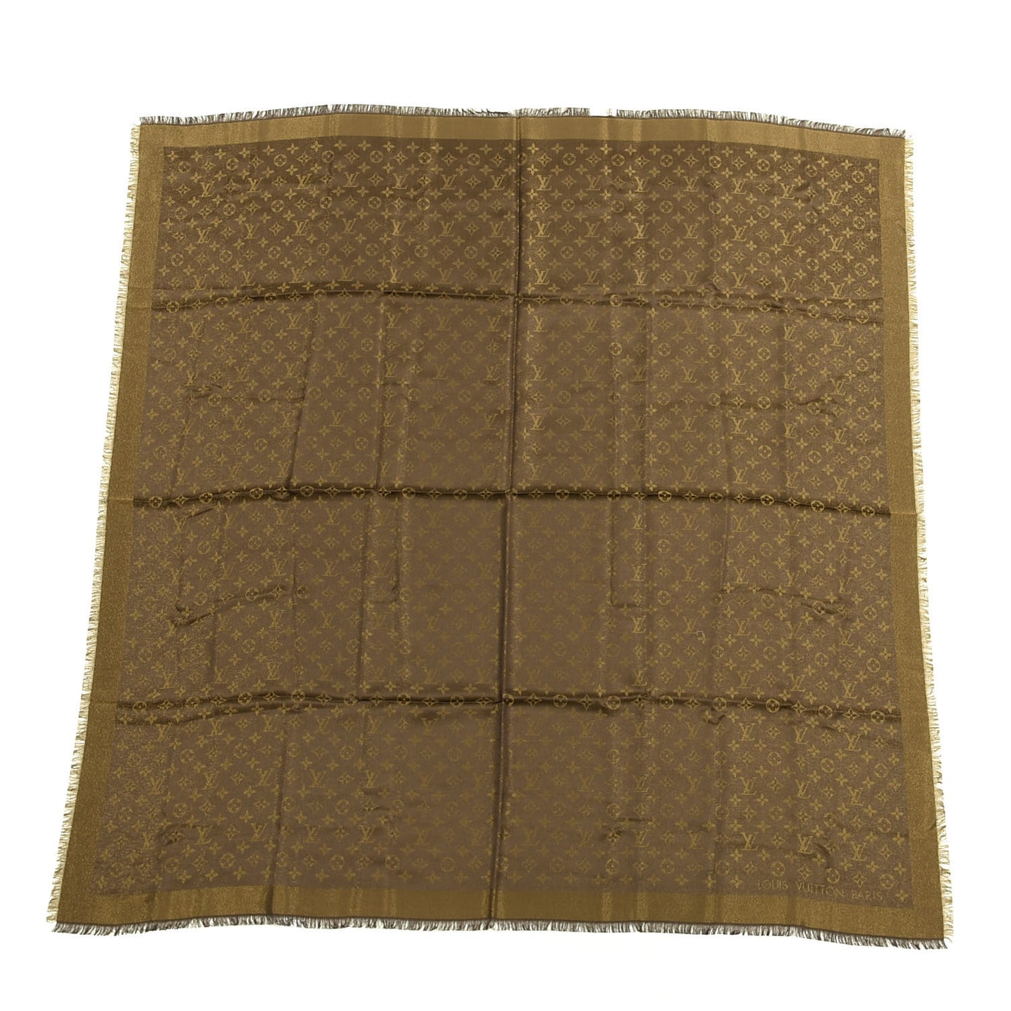 Silk Lurex Wool Monogram Shine Shawl Brown