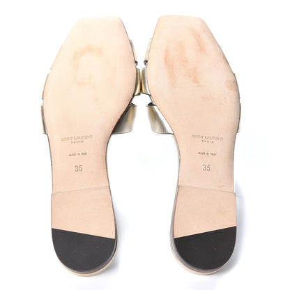 Saint Laurent Calfskin Tribute 05 Slide Sandals 35 Gold 6 of 9