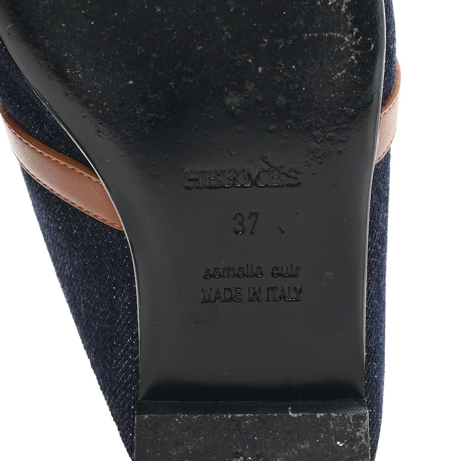 Hermes Calfskin Denim Oz Mules 37 Bleu Brut Gold 1793720