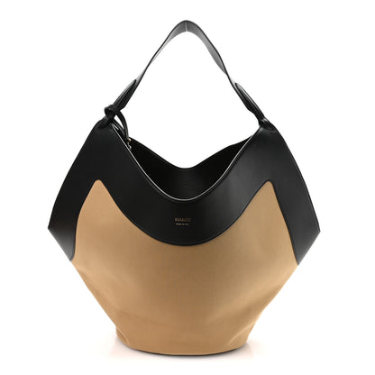 Khaite Canvas Calfskin Medium Lotus Tote Black Honey 1 of 11
