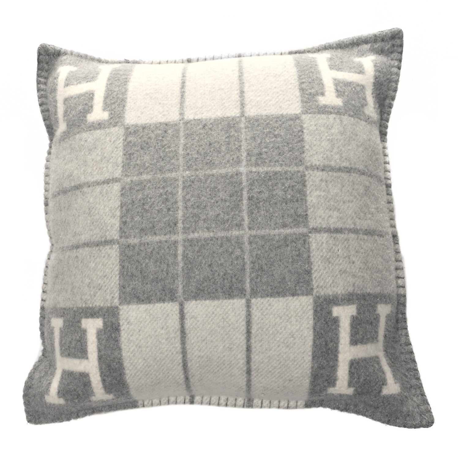 Hermes Wool Cashmere Avalon III Pillow PM Ecru Gris Clair 1 of 5