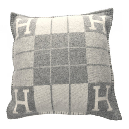 Hermes Wool Cashmere Avalon III Pillow PM Ecru Gris Clair 1 of 5