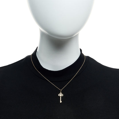 Tiffany 18K Yellow Gold Diamond Mini Fleur De Lis Key Pendant Necklace 2 of 6