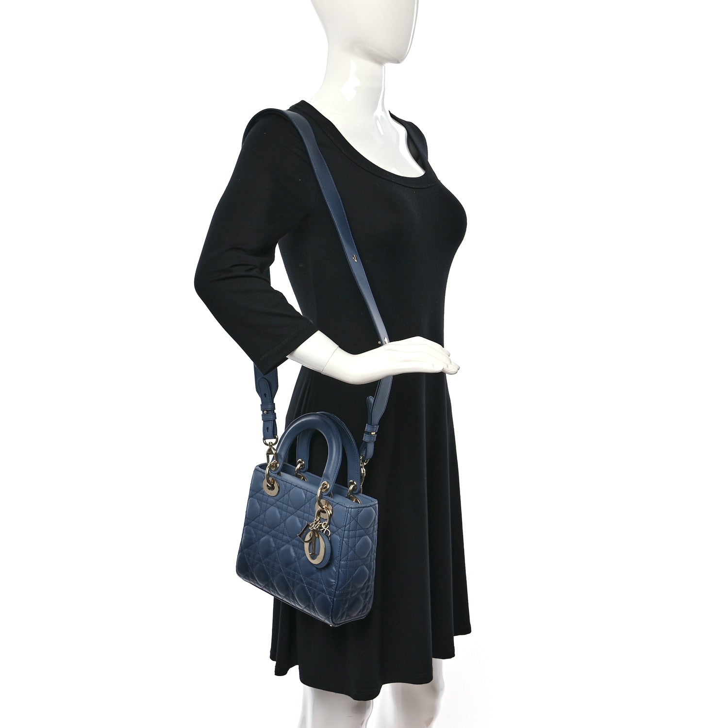 Christian Dior Lambskin Cannage Gradient Small My ABCDior Lady Dior Indigo Blue 2 of 15
