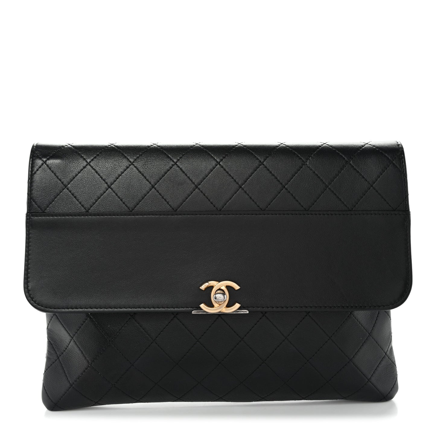 Lambskin Quilted Sleek And Chic Clutch Black Black