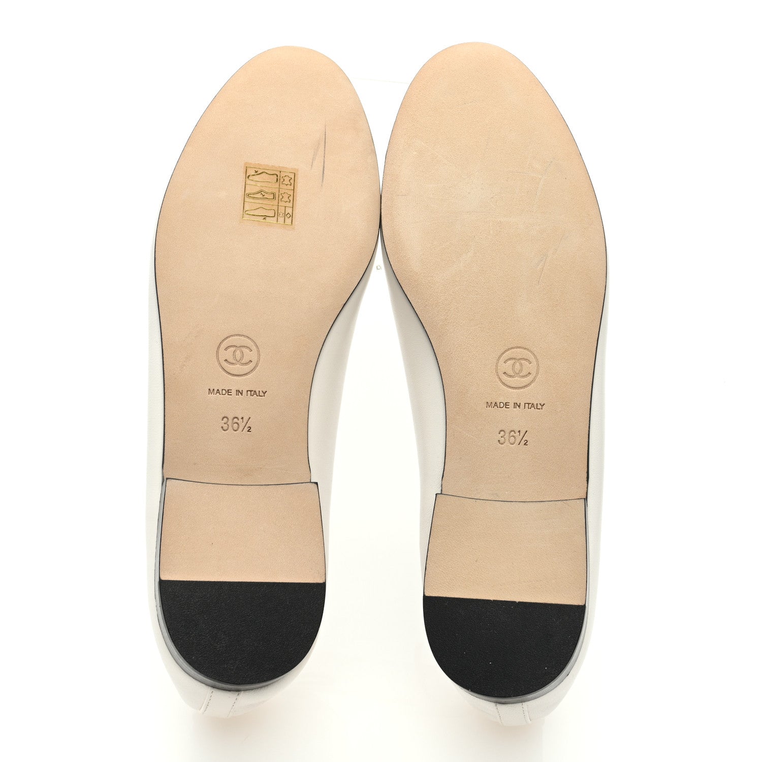 Chanel Lambskin Cap Toe CC Ballerina Flats 36.5 White Black 5 of 8