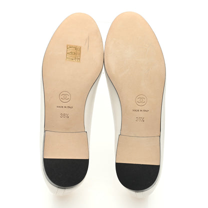 Chanel Lambskin Cap Toe CC Ballerina Flats 36.5 White Black 5 of 8