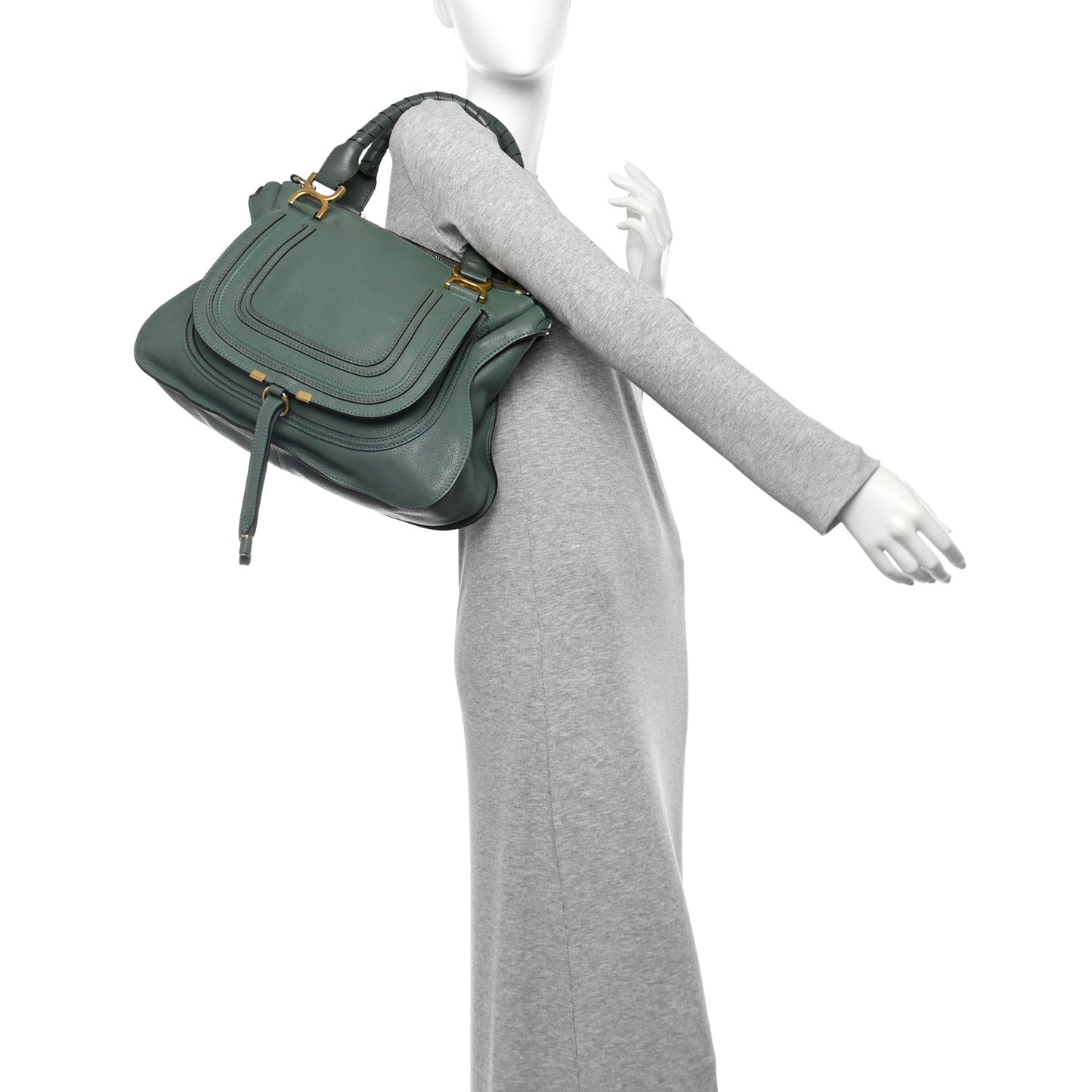 Calfskin Medium Marcie Satchel Icy Mint