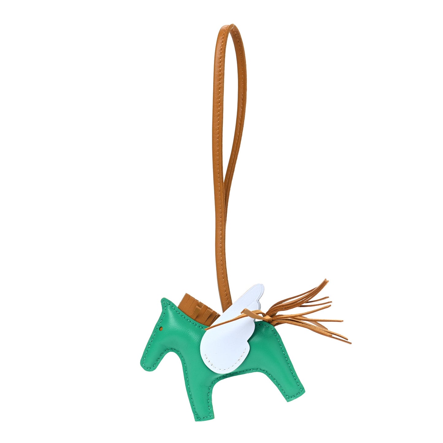 Milo Lambskin Grigri Rodeo Pegase Horse Bag Charm PM Menthe Sesame Bleu Brume