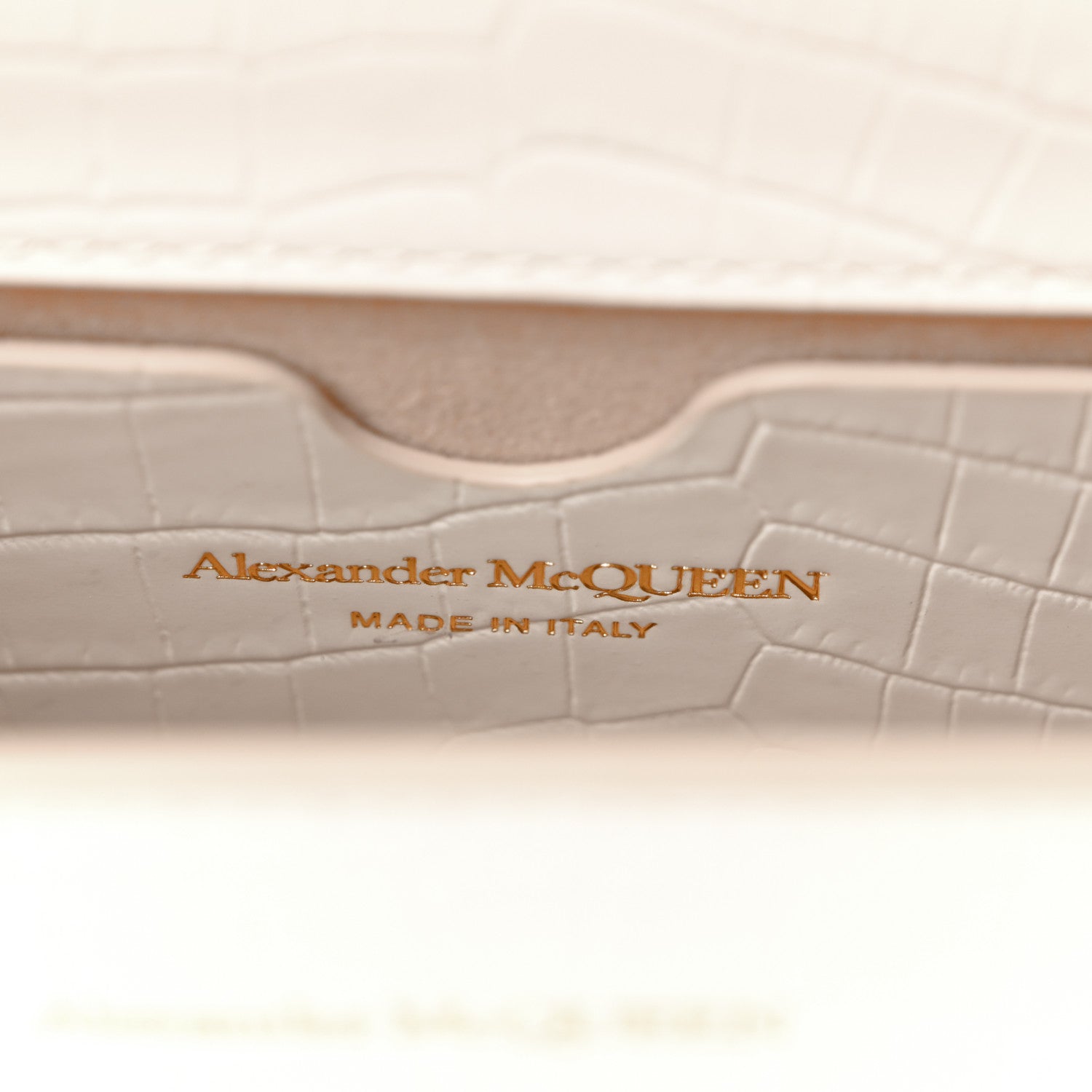 Alexander McQueen Calfskin Crocodile Embossed Mini Jeweled Satchel Deep Ivory 6 of 10