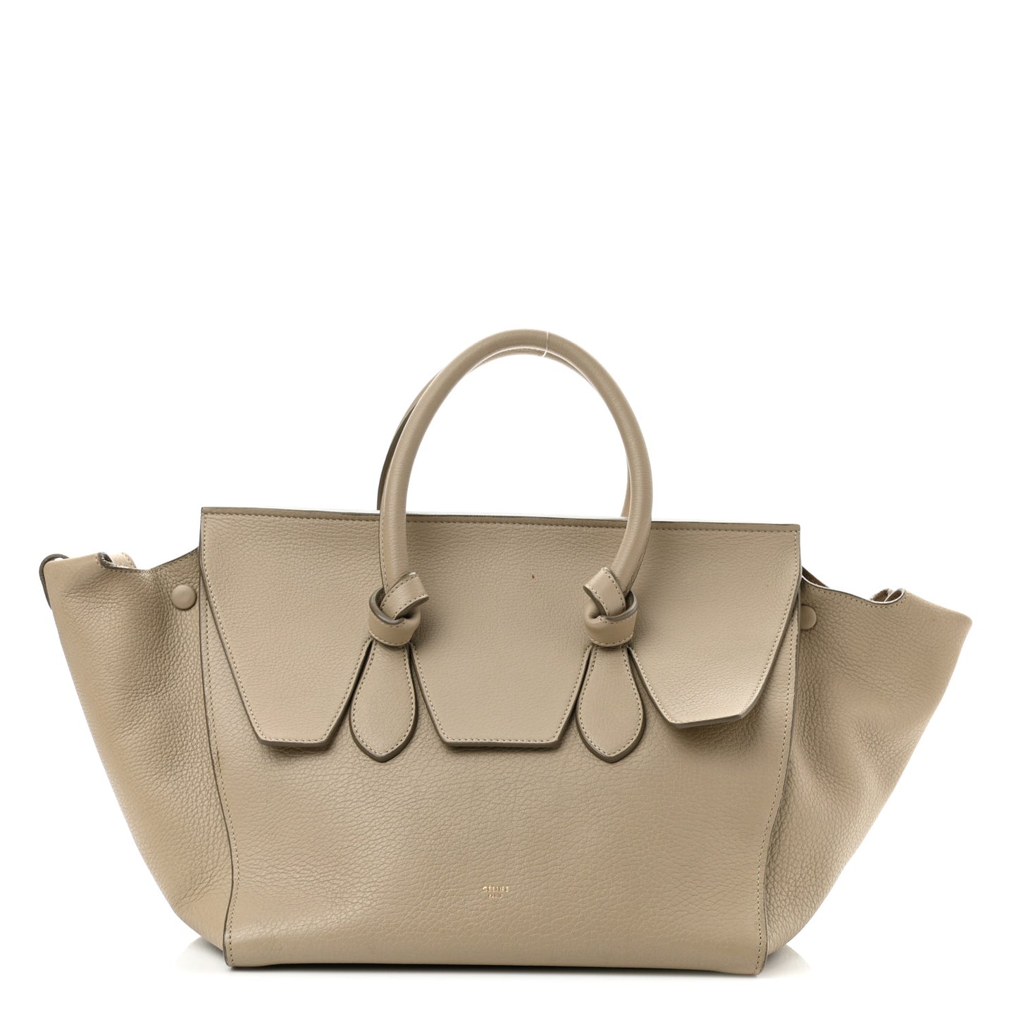 Crisped Calfskin Tie Knot Tote Light Taupe