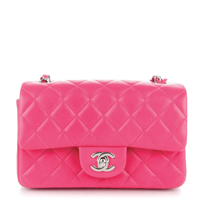 Chanel Lambskin Quilted Mini Rectangular Flap Dark Pink 1 of 8