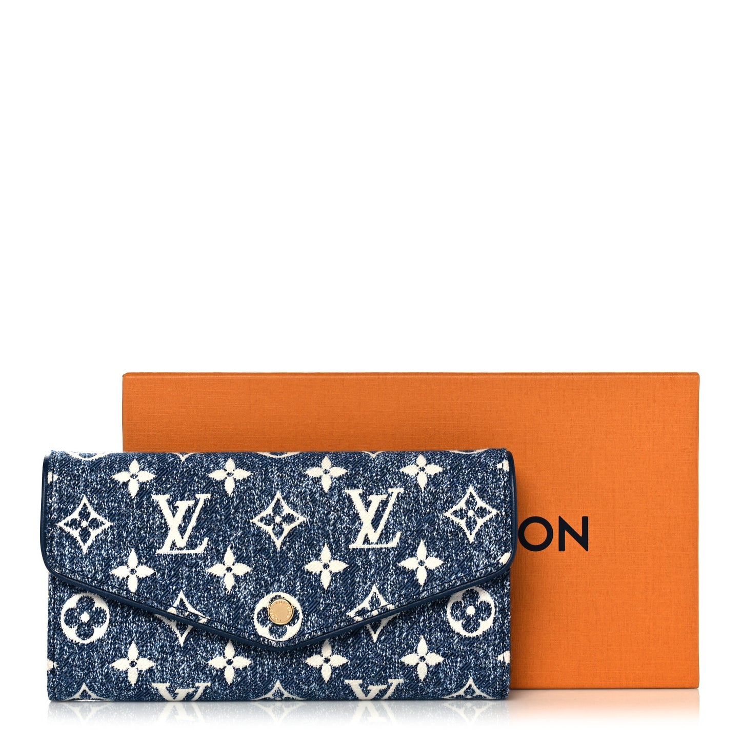 Monogram Jacquard Denim Sarah Wallet Bleu