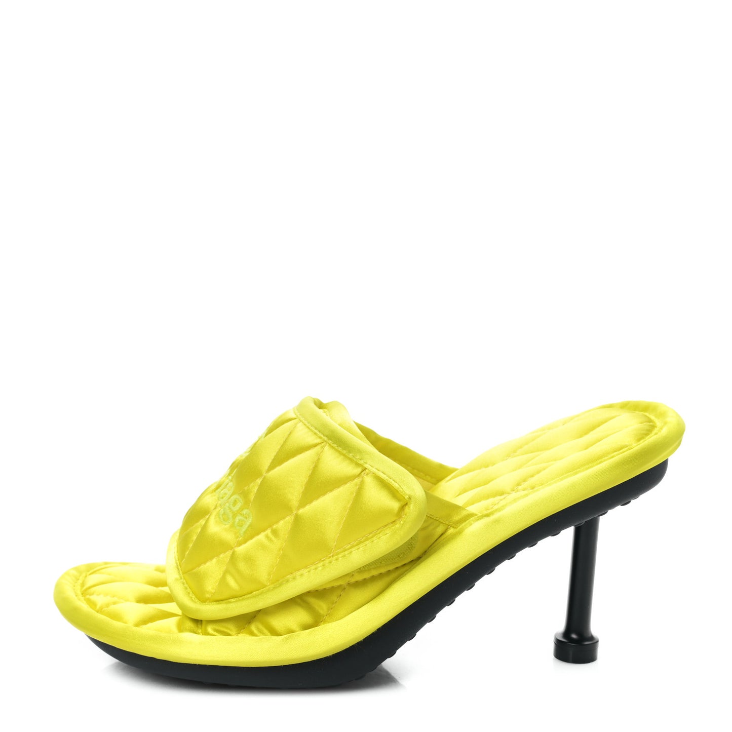 Satin Quilted Home 80mm Sandals 37 Lime