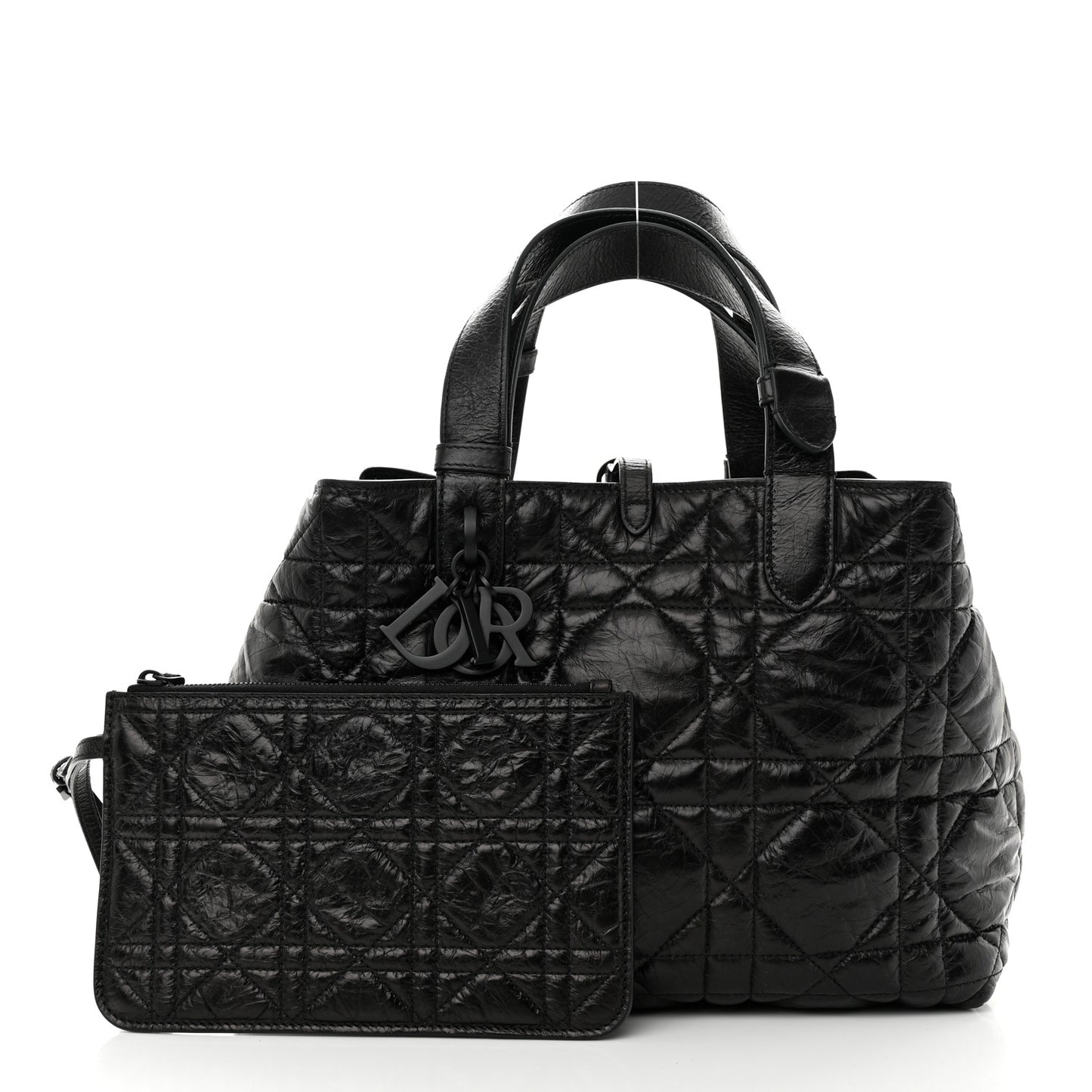Crinkled Calfskin Macrocannage Small Toujours Black