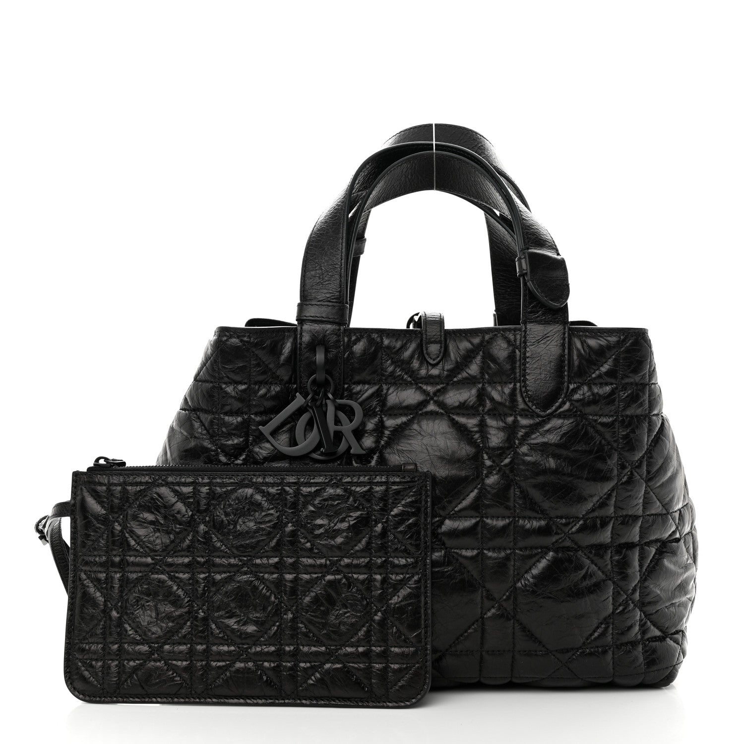 Christian Dior Crinkled Calfskin Macrocannage Small Toujours Black 4 of 13
