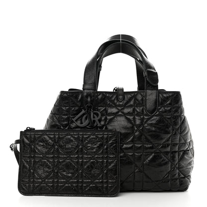 Christian Dior Crinkled Calfskin Macrocannage Small Toujours Black 4 of 13