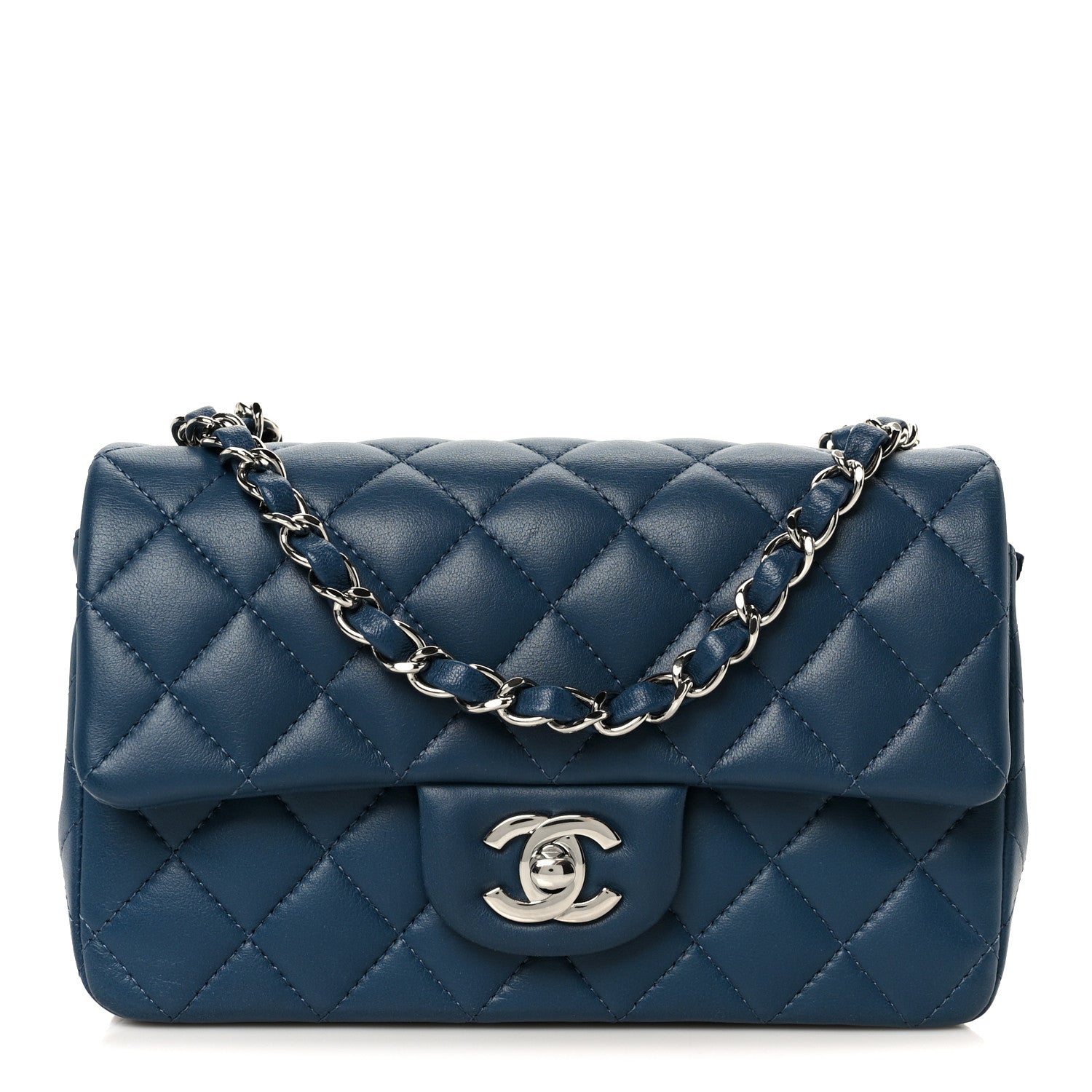 Chanel Lambskin Quilted Mini Rectangular Flap Blue 1 of 11
