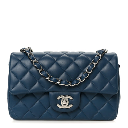 Chanel Lambskin Quilted Mini Rectangular Flap Blue 1 of 11
