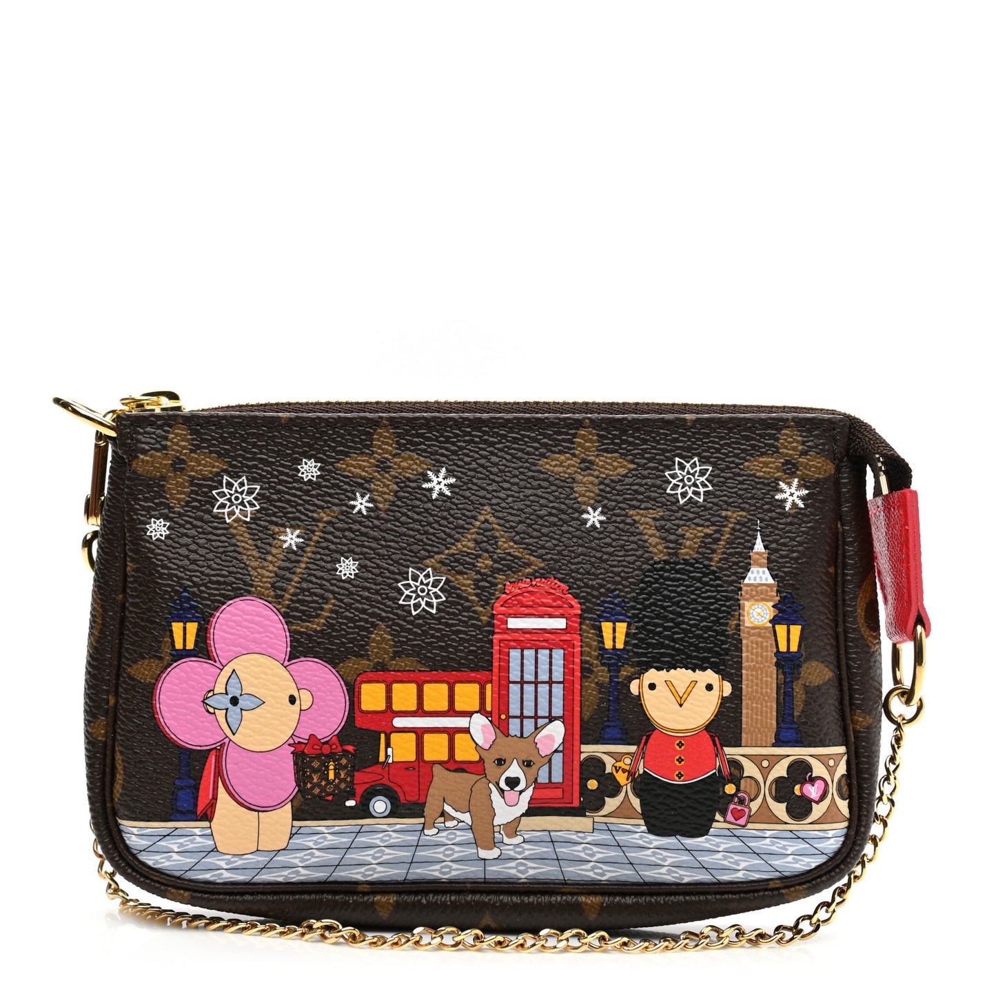Monogram 2021 Christmas Animation London Mini Pochette Accessories Red