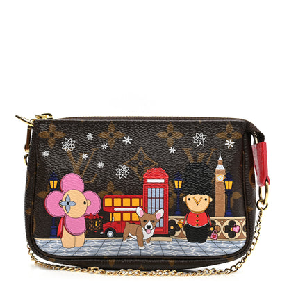 Louis Vuitton Monogram 2021 Christmas Animation London Mini Pochette Accessories Red 1 of 8