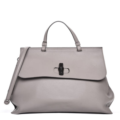 Gucci Cellarius Calfskin Large Bamboo Daily Top Handle Bag Storm Grey 1 of 9