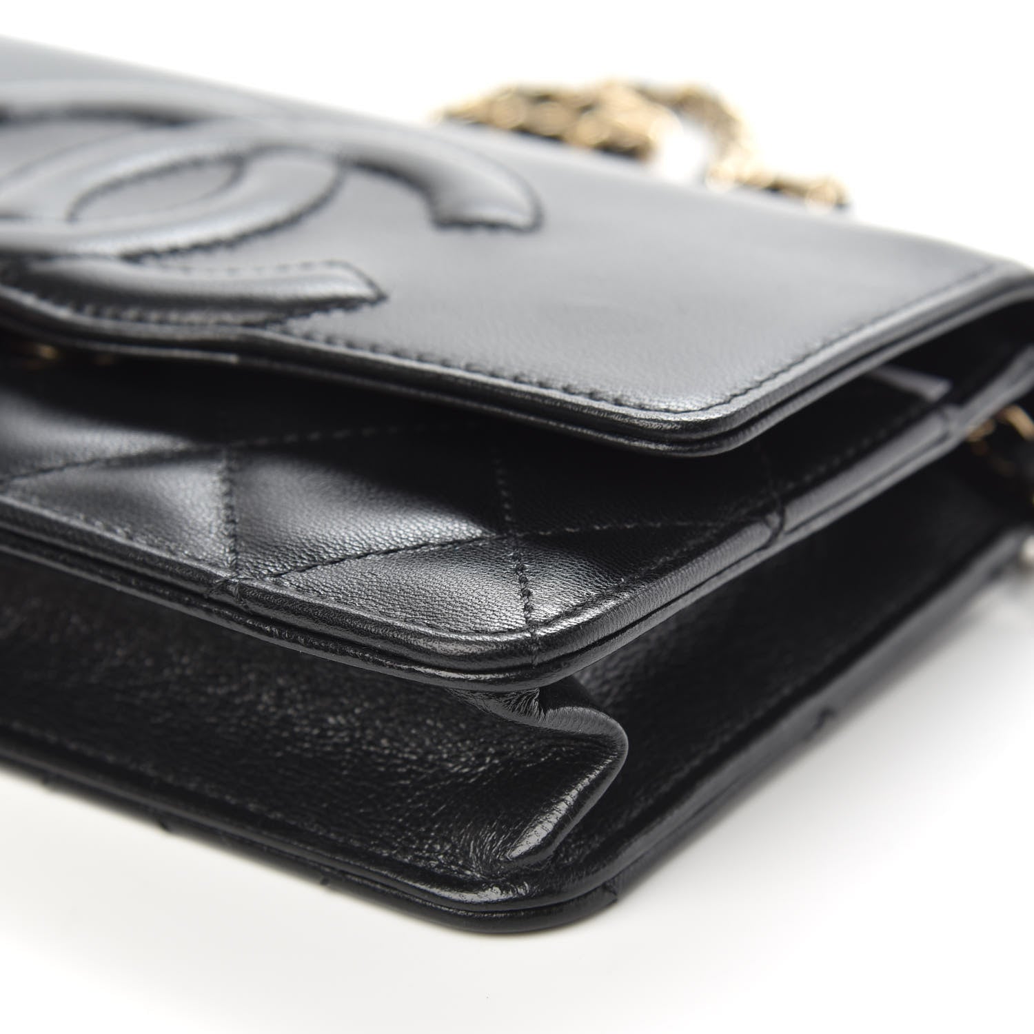 Chanel Goatskin Quilted Timeless CC Wallet On Chain WOC Black 10 of 12