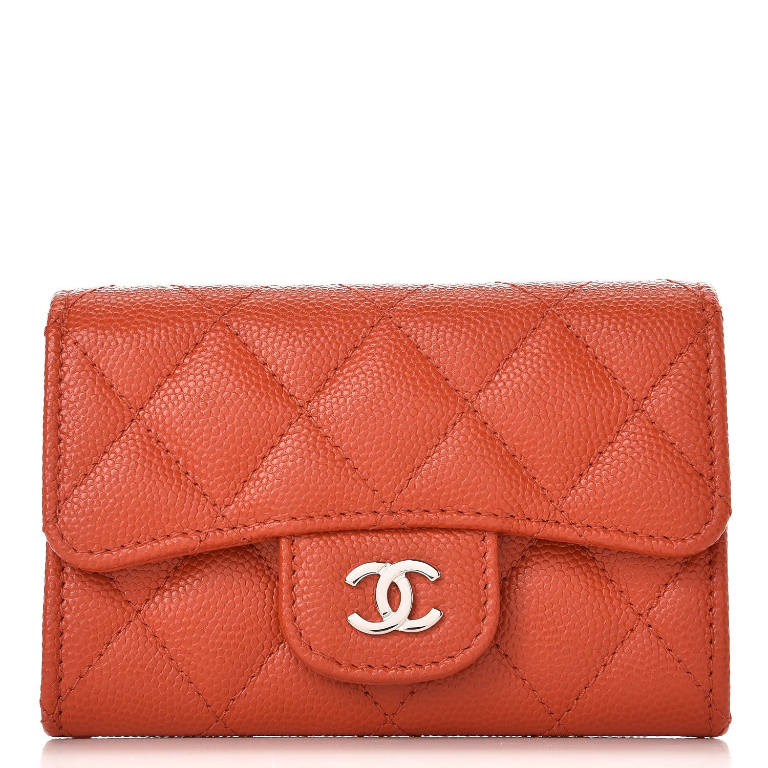 Chanel Caviar Quilted Card Holder Orange 1 of 10
