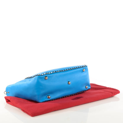 Valentino Garavani Vitello Medium Rockstud Tote Blue Fluo 4 of 8