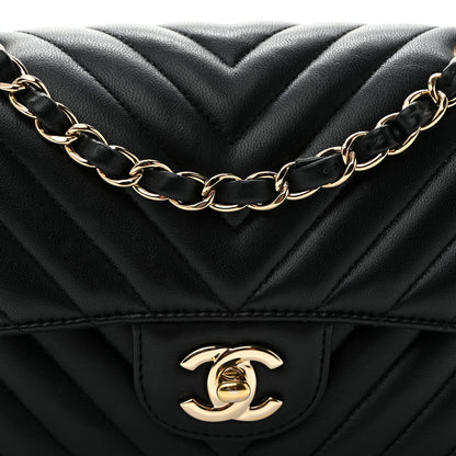 Chanel Lambskin Chevron Quilted Small Double Flap Black 8 of 10