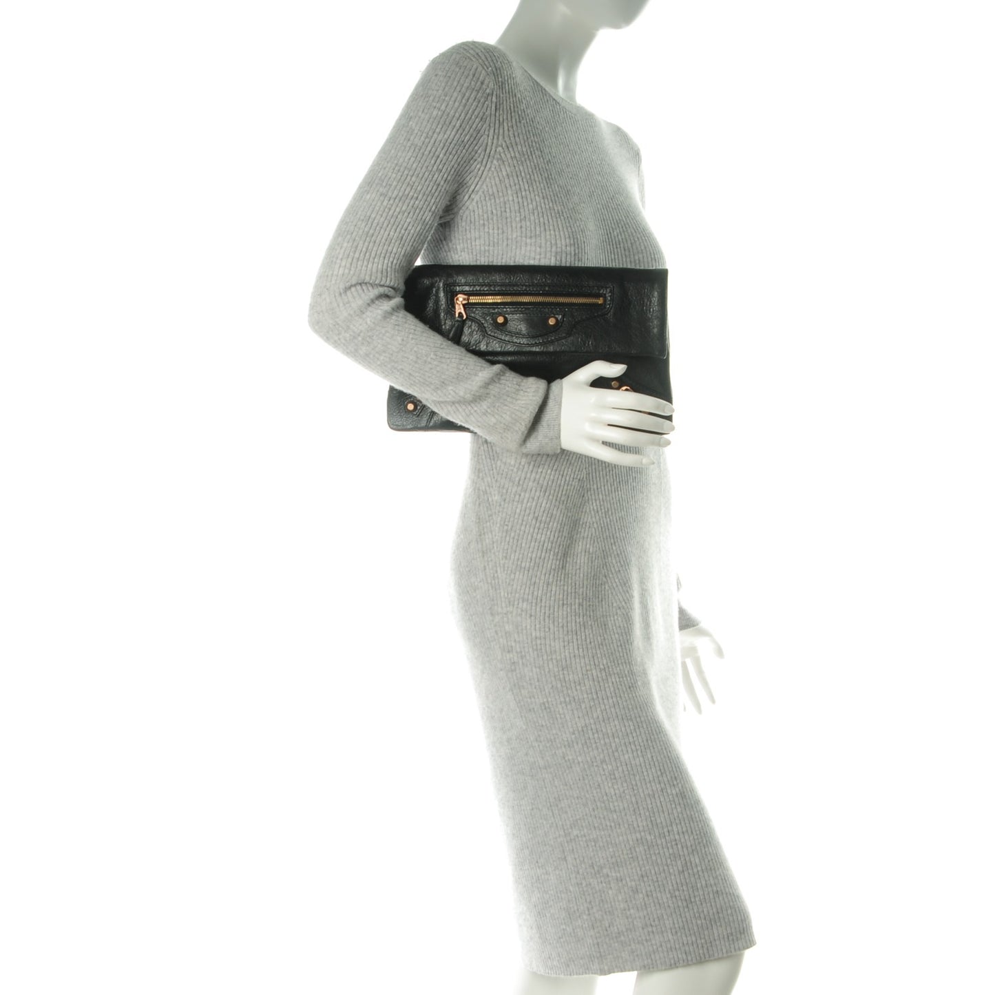 Agneau Giant 12 Rose Gold Hardware Envelope Clutch Black