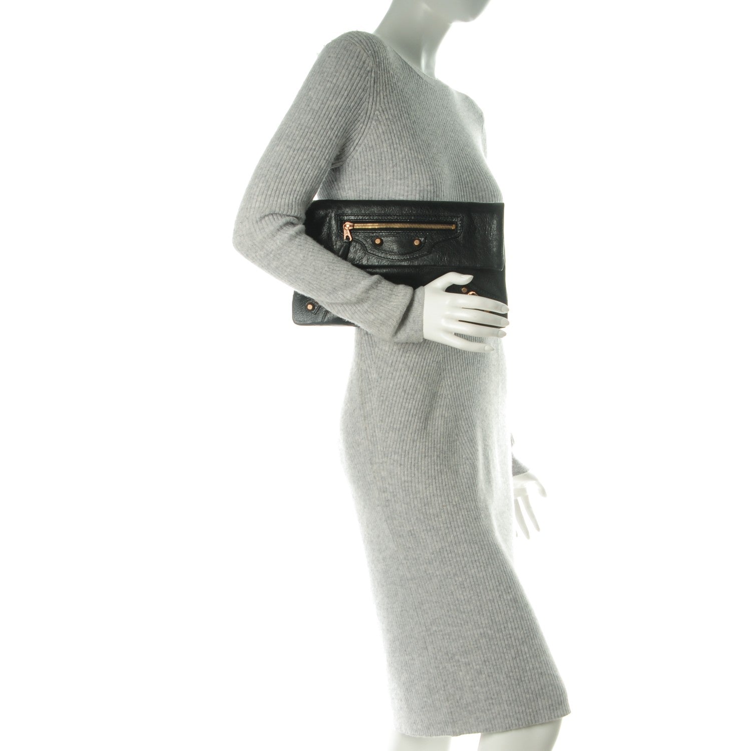 Balenciaga Agneau Giant 12 Rose Gold Hardware Envelope Clutch Black 2 of 7