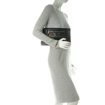 Balenciaga Agneau Giant 12 Rose Gold Hardware Envelope Clutch Black 2 of 7