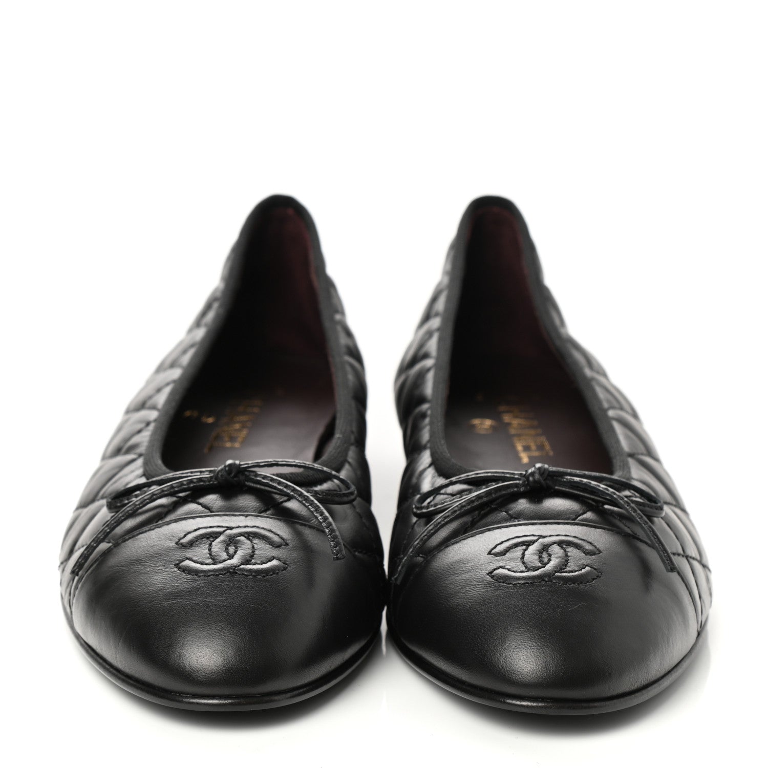 Chanel Aged Calfskin Quilted Cap Toe Ballerina Flats 41 Black 2 of 9