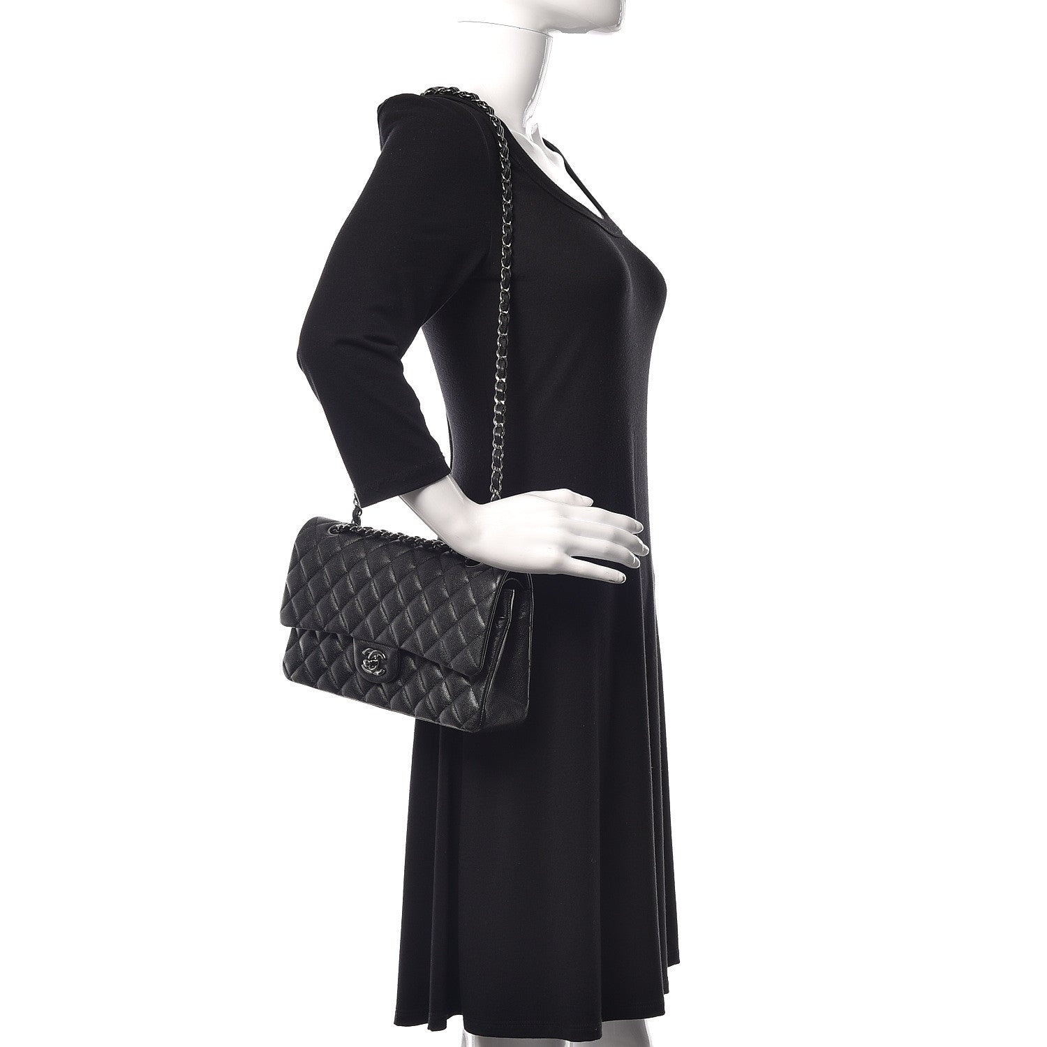 Chanel Iridescent Caviar Quilted Medium Double Flap Black 2 of 10