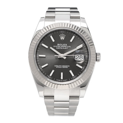 Rolex Stainless Steel 18K White Gold 41mm Oyster Perpetual Datejust Watch Slate 126334 1 of 6