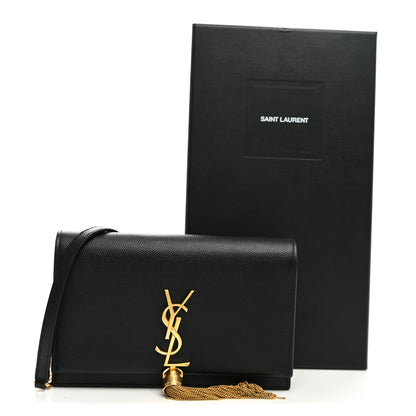 Saint Laurent Grain De Poudre Classic Monogram Kate Tassel Chain Wallet Black 10 of 10