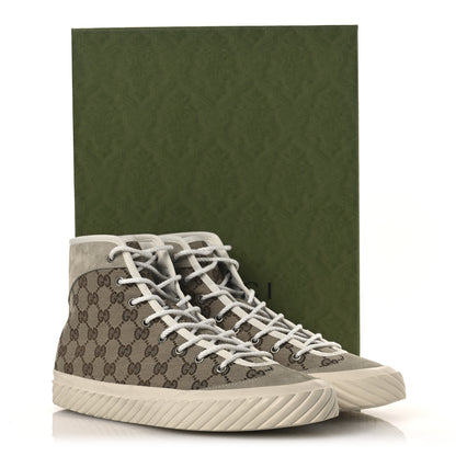 Gucci Monogram Suede Mens Tortuga High Top Sneakers 11 Beige Ebony Oatmeal Mystic White 12 of 12