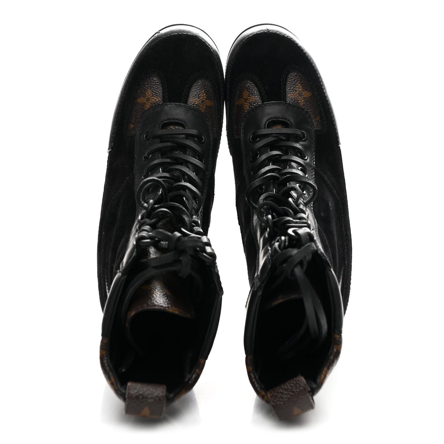 Suede Calfskin Monogram Laureate Platform Desert Boots 36 Black