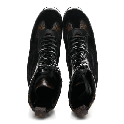 Louis Vuitton Suede Calfskin Monogram Laureate Platform Desert Boots 36 Black 2 of 9
