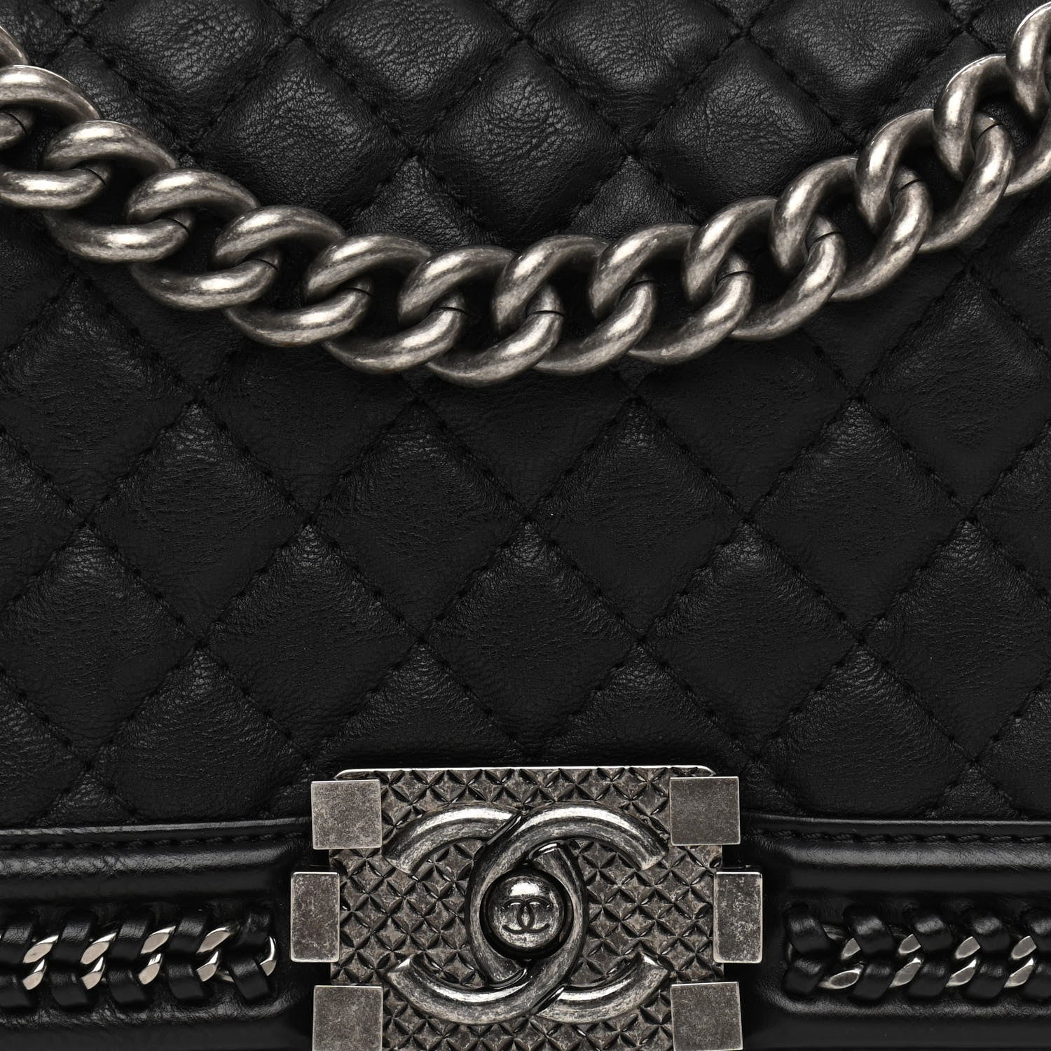 Chanel Goatskin Quilted Medium Boy Handle Flap Black 7 of 10