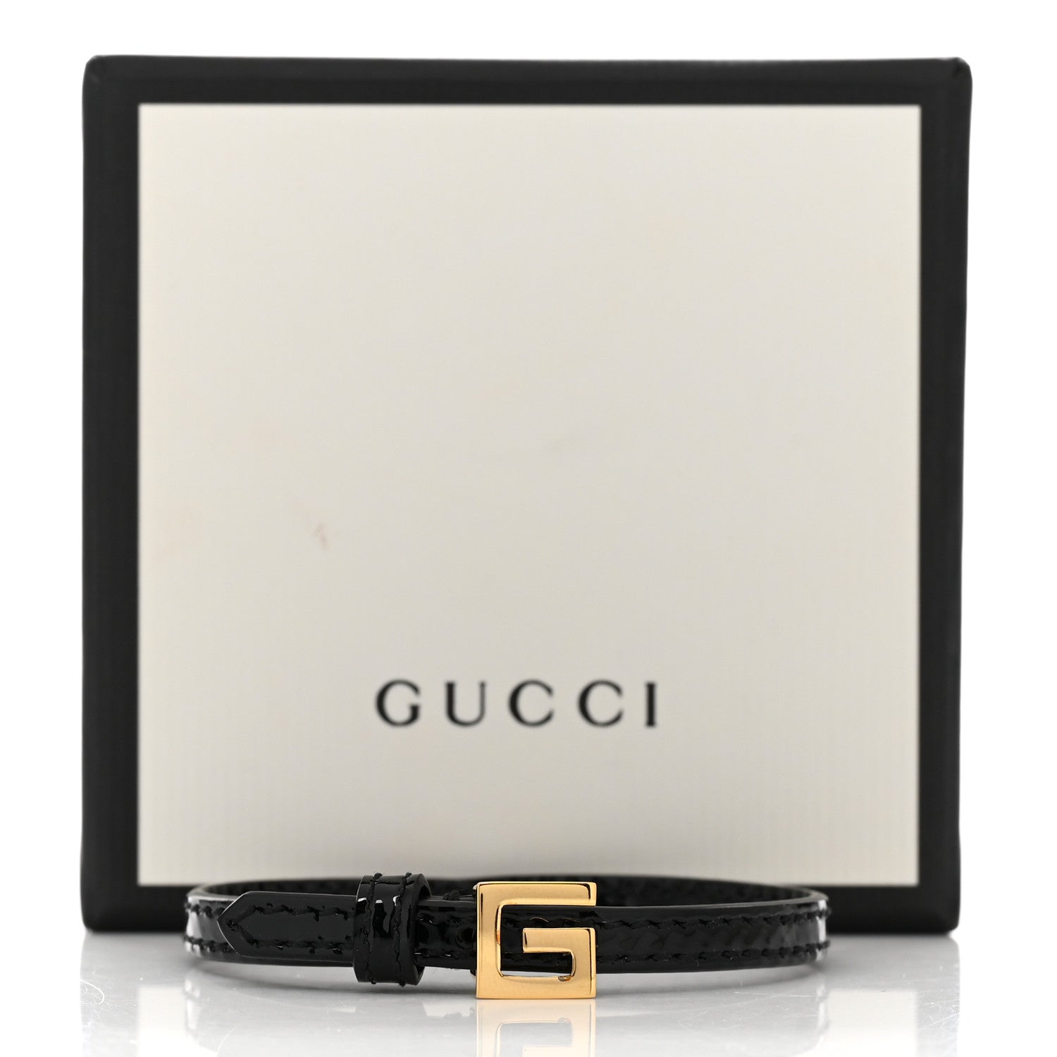 Gucci Metal Calfskin Square G Bracelet S Black Gold 6 of 6