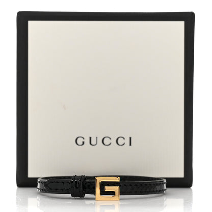 Gucci Metal Calfskin Square G Bracelet S Black Gold 6 of 6