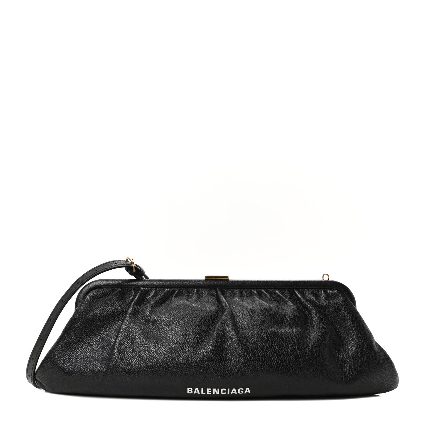 Grained Calfskin Logo XL Cloud Clutch Black