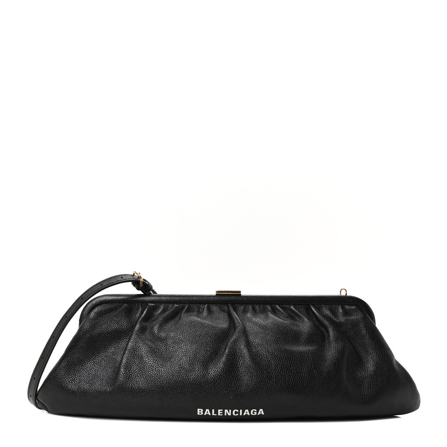 Balenciaga Grained Calfskin Logo XL Cloud Clutch Black 1 of 10