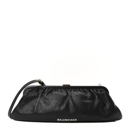 Balenciaga Grained Calfskin Logo XL Cloud Clutch Black 1 of 10