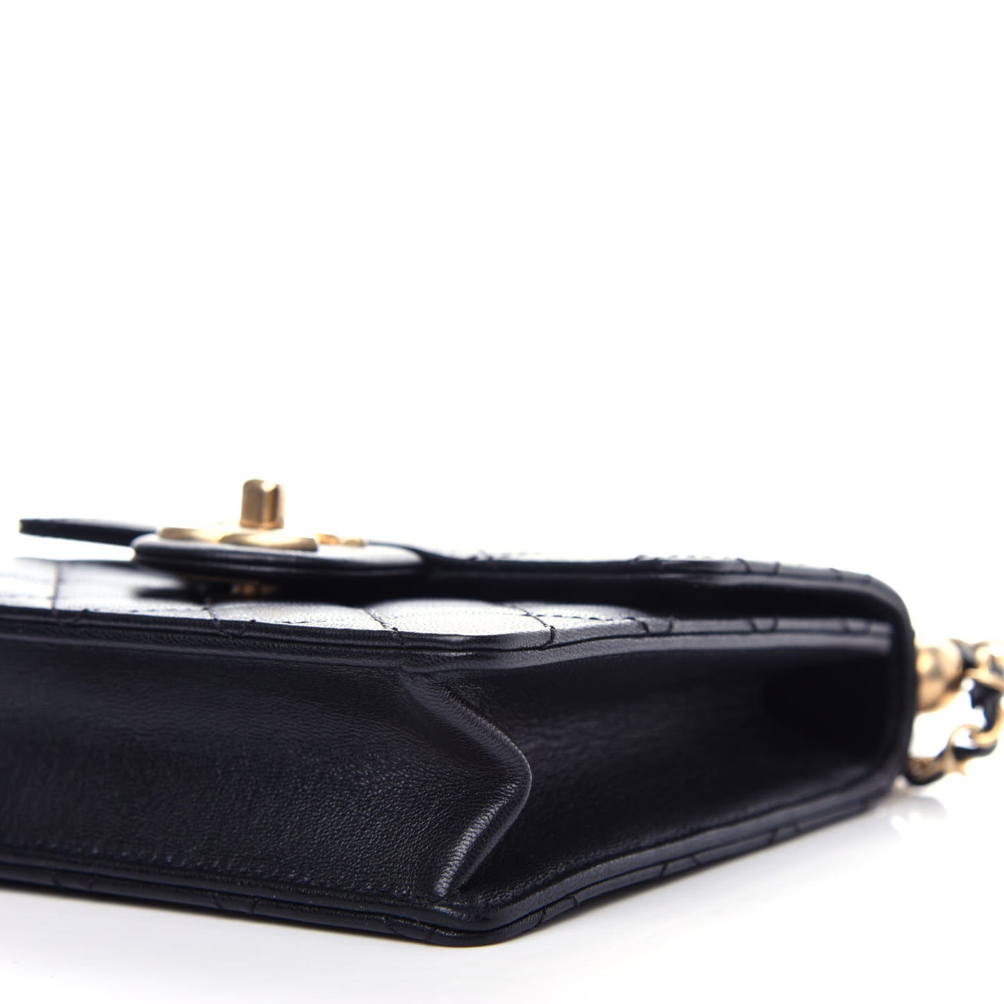 Goatskin Quilted Chic Pearls Flap Black